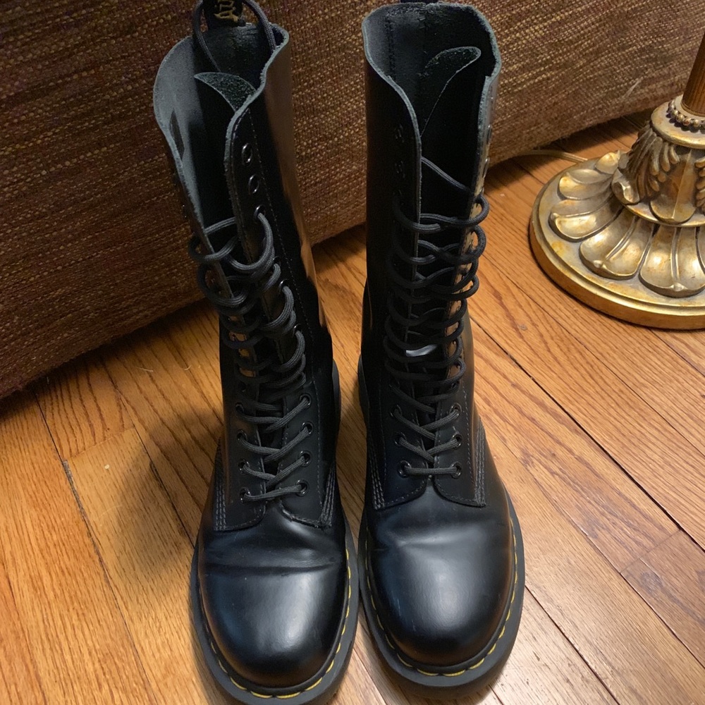 Doc Martens black leather lace-up boots